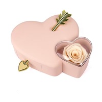 Nouveau coffret de bijoux pour la fête de Qixi, collier, bague et boucles d'oreilles à clous en forme de cœur peint à la rose, à porter en une seule fois
