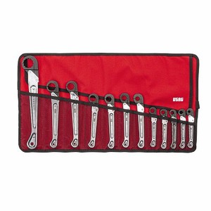 Jeu de clés métriques à double extrémité Usag, 8 pièces, en acier au chrome-vanadium, qualité industrielle, avec sac - Product Image 1