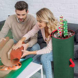 Sac de rangement pliable de 35 L avec poignées pour papier cadeau, décorations de fêtes et ornements de Noël, haute résistance - Product Image 4