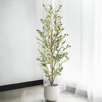 Grand olivier artificiel bonsaï de 200 cm de haut, résistant aux UV, à feuillage persistant, avec feuilles et fruits réalistes, pot décoratif pour extérieur
