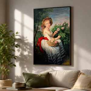 Pintura al Tinta Estilo Rococó Vintage, Retrato Clásico de Niña con Rosas, Siglo XVIII, Zhejiang, Impresión Digital, Decoración Elegante - Product Image 3
