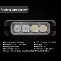 CIGO LED-04K Rot/Blau 12V 4 LED 500-520LM 15 Wählbare Blinkmuster Universelles Innenraum-Warnblitzlicht für Notfälle