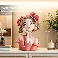 Ensemble de rangement pour pièces de monnaie en résine, motif fille de dessin animé, décoration d'intérieur moderne et minimaliste, tirelire pour meuble TV et bureau, cadeau d'anniversaire