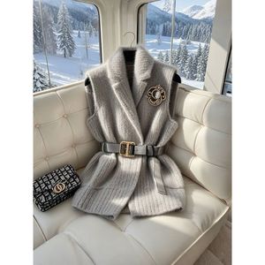 Nuovo <span class=keywords><strong>Gilet</strong></span> Maglione Primaverile da <span class=keywords><strong>Donna</strong></span> 2026 Stile Occidentale Europeo Vintage con Cintura Grande Modellante <span class=keywords><strong>Grigio</strong></span> 120 - Product Image 3