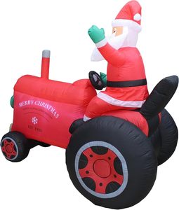 Tractor Vintage de 6 pies con luz LED de Papá Noel, tela impermeable, decoraciones inflables de Navidad para exteriores, forma de <span class=keywords><strong>casa</strong></span> - Product Image 4