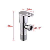 Robinet de salle de bain universel en acier inoxydable, interrupteur à valve triangulaire manuel, chrome moderne, structure de bille d'arrêt pour l'eau