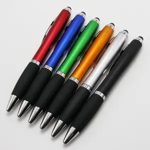 Popular promotional plastic gourd ballpoint pens rubber grip twist advertising stylus pen with customized LOGO