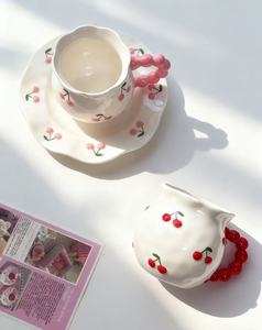 Set Moderno di Tazza e Piattino in Ceramica Porcellanata Isolante Eco-Friendly, Nuovo Stile Cinese Dipinto a Mano per Tè Pomeridiano e <span class=keywords><strong>Latte</strong></span> - Product Image 2