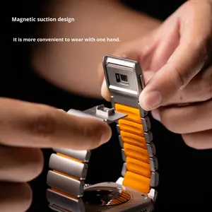 حزام تيتانيوم خالص فاخر راقي مع إبزيم مغناطيسي لساعة أبل IWatch Ultra S11 10 9 44/45/46/49 - Product Image 3