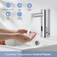 Mitigeur de lavabo moderne en laiton à poignée unique avec capteur de température infrarouge sans contact, à débit contrôlé, en céramique, monotrou, pour extérieur
