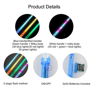 Espada LED con mango transparente, luz intermitente, palo largo de plástico, espadas de juguete portátiles para niños, decoración para <span class=keywords><strong>fiestas</strong></span> - Product Image 6