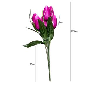 Vendita calda fiori artificiali 6 teste <span class=keywords><strong>tulipano</strong></span> fiore Bouquet di seta <span class=keywords><strong>tulipano</strong></span> per la decorazione esterna - Product Image 1