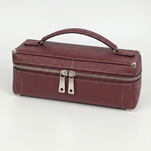 Estuche de <span class=keywords><strong>Maquillaje</strong></span> Acolchado de Cuero Genuino con Cierre Dorado, Organizador de Cosméticos de Lujo, Bolsa de Viaje, Opción de Logotipo Personalizado - Product Image 3