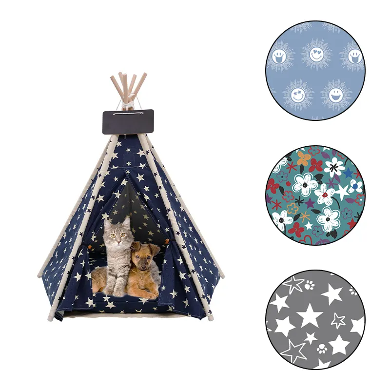 2022 vendite calde accessori per animali domestici portatili pieghevoli i più venduti dog teepee house pet bed cat tent hundebett