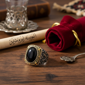 Oval Onyx Stone Tugra Design Ottoman <b>Men's</b> <b>Ring</b> Turkish Handmade Wholesale Authentic Silver <b>Men</b> <b>Ring</b> - Product Image 3