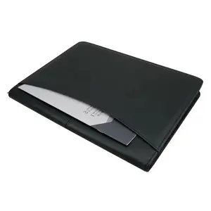 Folder portofolio Organizer khusus dengan tempat kartu bisnis ukuran huruf papan klip tali elastis Folder File hitam