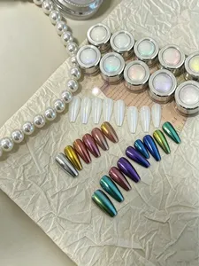 Lot de 10 poudres à ongles effet Aurora Ice Skin, paillettes chromées sirène, poudre Aurora Moonlight, pigment de luxe de haute qualité pour nail art - Product Image 4