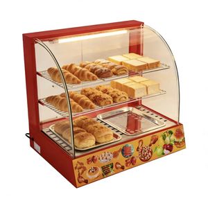 Équipement de cuisine occidental commercial, vitrine chauffante en verre incurvé électrique avec tiroir à eau pour conserver l'humidité des aliments - Product Image 3