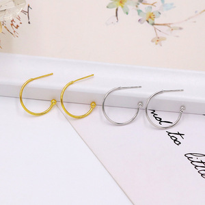C-Shaped <b>Earrings</b> Zinc Alloy 18K Gold Plated S925 Silver Needle Unisex Fashion <b>Cuff</b> <b>Earrings</b> - Product Image 1