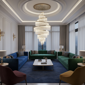 Lampadario in Cristallo per Decorazione Interna, Lampada per Scale, Chandelier Grande Personalizzato in Acciaio Inox per Villa, Adatto per Soggiorno e Ingresso - Product Image 1