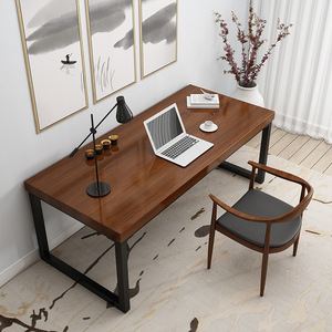 Nordic-style Solid Wood Office <strong>Desk</strong> Large Computer <strong>Desk</strong> for Home Use Bedroom Metal <strong>Long</strong> Table - Product Image 3