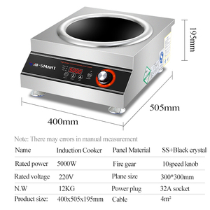 Fornello Elettrico a Induzione Tipo Wok ad Alta Potenza da 5000W per Ristorante, Hotel e Cucina Domestica, Piano Cottura Professionale Commerciale - Product Image 6