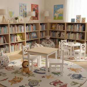 Mesa y Silla de Estudio de Madera Versátil para Niños de 2 a 8 Años, para Cuarto de Niños, Sala de Juegos, Guardería - Product Image 5