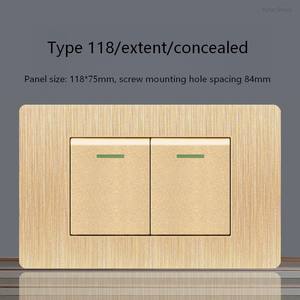 Panel de PC en oro cepillado, 2 juegos de indicadores LED rectos unidireccionales, interruptor de encendido/apagado de 16A, interruptor universal para escaleras y paredes. - Product Image 4