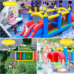 Istana pantul PVC tingkat komersial PVC rintangan tiup dengan perosotan ganda, terowongan, mendaki, hambatan - Product Image 4