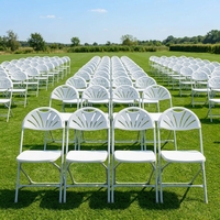 Chaise pliante avec pieds en métal et plastique, capacité de charge de 300 lb, cadre en métal blanc pour événements, formations, ensembles d'extérieur