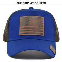 Gorra Trucker de 5 Paneles con Malla Trasera Transpirable, Personalizada con Logotipo en Parche de Cuero de Alta Calidad, para Pesca y Caza al Aire Libre
