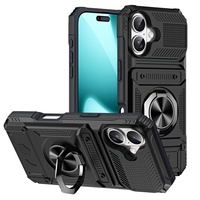 Étui rigide antichoc avec support métallique et emplacements pour cartes pour iPhone 17 Pro Max 16 Pro Max 15 Pro Max