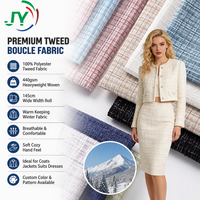 Tissu Tweed Plaid Teint en Fil 100% Polyester Personnalisé 440 g/m² Lourd Bouclé Tissé Chaud pour Manteaux Vestes Costumes Robes Femme