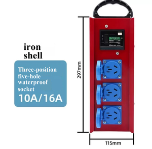 3 Gang Industrial Metal Waterproof Junction Box with 5 Pin <b>Sockets</b> 10/16A & RCD Protection , Portable <b>socket</b> box - Product Image 2