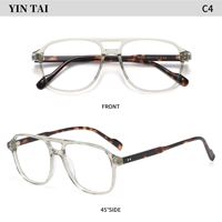 Montures de lunettes en acétate en gros ; Montures optiques unisexes avec logos personnalisables, écologiques, légères, design à monture complète