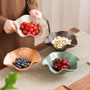 Juego de tazones de cerámica para frutas, color sólido, decoración para el hogar, plato para refrigerios, para usar en la sala de estar o mesa de café. - Product Image 1