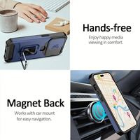 Étui de protection robuste en TPU et PC avec anneau magnétique et béquille pour 11-16 Pro Max avec support coulissant pour carte et protection d'appareil photo