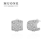 Boucles d'oreilles tendance pour femmes, nouveau design géométrique rond, zircone cubique, plaqué argent 925, clous en CZ pour bijoux de mariage