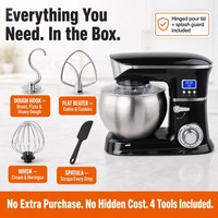 Batidora de Alimentos SOHEF de 7L y 1300W con Pantalla LED y Temporizador, Motor Smart IC 8835, Tazón de Acero Inoxidable, 6 Velocidades, Función de Pulso y Cabezal Inclinable