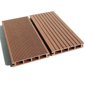 Grooved surface wpc outside decking competitive price customized length and color composite plastic deck