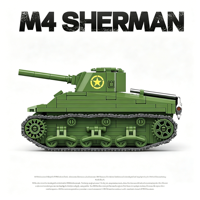 Char d'assaut moyen US Army M4 Sherman 75, version intermédiaire, jouet de construction en plastique ABS avec figurines de soldats, pour les 14 ans et plus