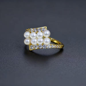 10741 DIY S925 Silver <b>Ring</b> with Empty Holder 4-7mm Round Beads Multiple Beads-Accessorized with <b>Pearls</b> Diamond <b>Rings</b> Category - Product Image 1