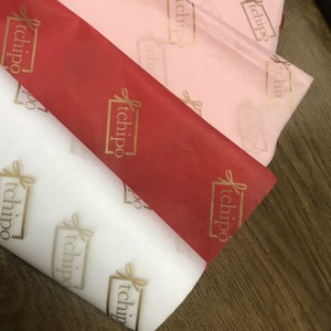 Factory Production 17gsm <strong>Red</strong> Customized logo Gold Printing Gift Tissue <strong>Wrapping</strong> <strong>Paper</strong> - Product Image 2