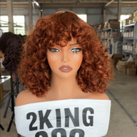 Perruque Bob en Cheveux Humains Indiens Remy Vierges à 100 %, Double Tissage, Boucles Volumineuses, avec Frange, Densité Personnalisable et Sans Colle – Vente en Gros
