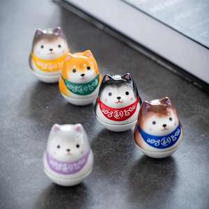 לנדה בסגנון יפני מתנה קרמי המכונית קישוט, חיית מחמד פרח בר מזל דמות בלתי שביר, אפור בהיר - Product Image 2