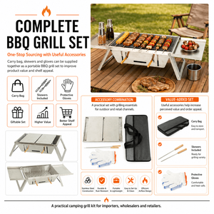 Wholesale <strong>Foldable</strong> Charcoal Outdoor Portable Charcoal <strong>BBQ</strong> Grill <strong>Foldable</strong> Stainless Steel Barbecue Grill for Camping Picnic - Product Image 5
