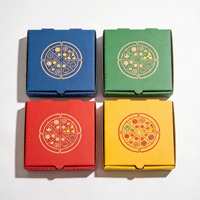 Boîte à pizza jetable en papier faite à la main de haute qualité, logo personnalisé, écologique, gaufrage offset, fenêtre, finition brillante/mate