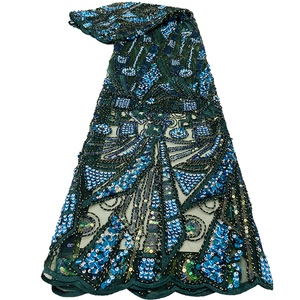 Vestido de novia Material de tela de encaje Encaje de red con cinta bordada de lentejuelas Tela de encaje - Product Image 1