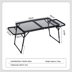 Table d'appoint polyvalente en aluminium avec plateau en maille, légère, idéale pour le patio, le coin détente au bord de la piscine et les pauses-café dans le jardin - Product Image 2