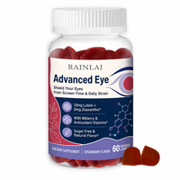 Permen Kunyah Blueberry Lutein Vision Health Gummies Multi-Vitamin dan Mineral Suplemen Perawatan Mata Yulai Label Pabrik 60 Buah